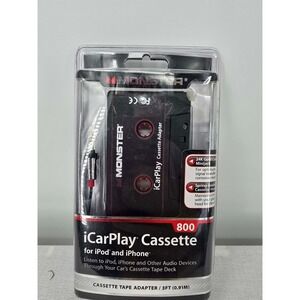 Monster iCarPlay Cassette 800 Adapter for iPod iPhone 3.5mm Aux 3ft Cable NEW